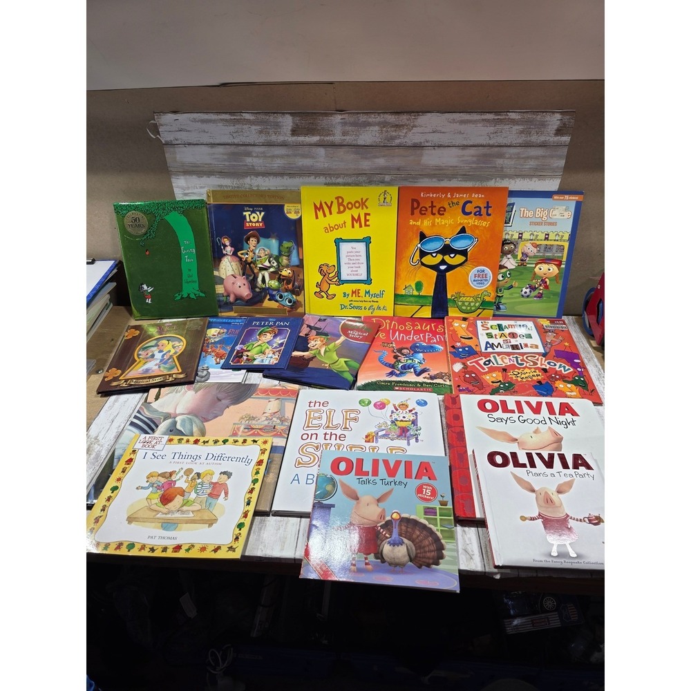 Childrens Book Lot 15+ Shel Silverstein Dr Seuss Disney‎ Pete the Cat Olivia Elf